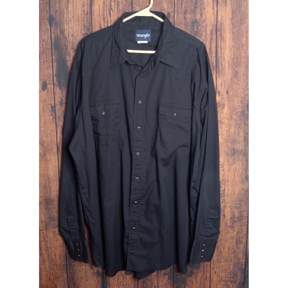 Wrangler Pearl Snap‎ Long Sleeve Western Shirt Men's XLT Black